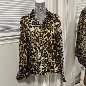 Alexis Leopard Print blouse top women MEDIUM